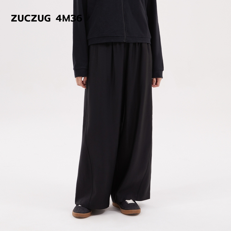 ZUCZUG4M36人丝亚麻九分弧形裤