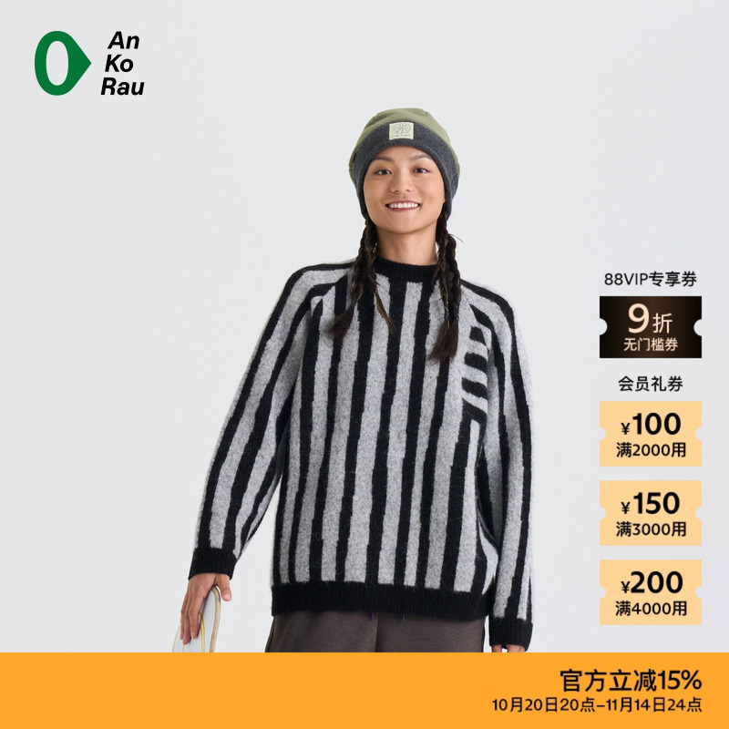 AnKoRau休闲羊驼毛混纺横机卫衣