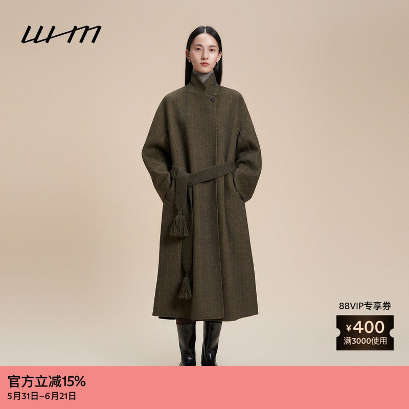 素然 WHM 冬女士斜纹羊毛双面呢保暖阔系连袖长大衣
