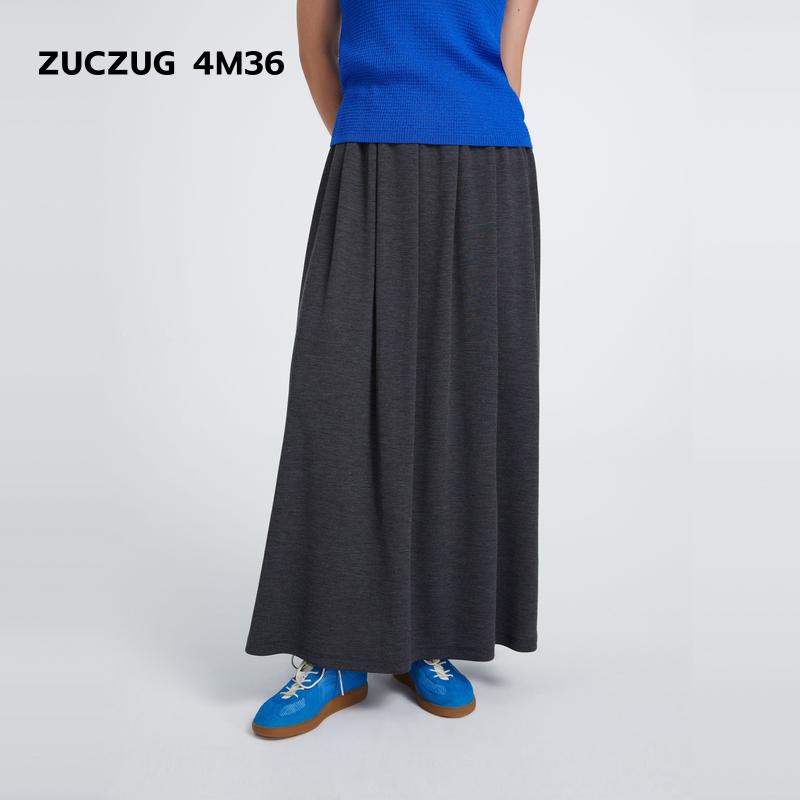 ZUCZUG4M36休闲羊毛罗纹长半裙