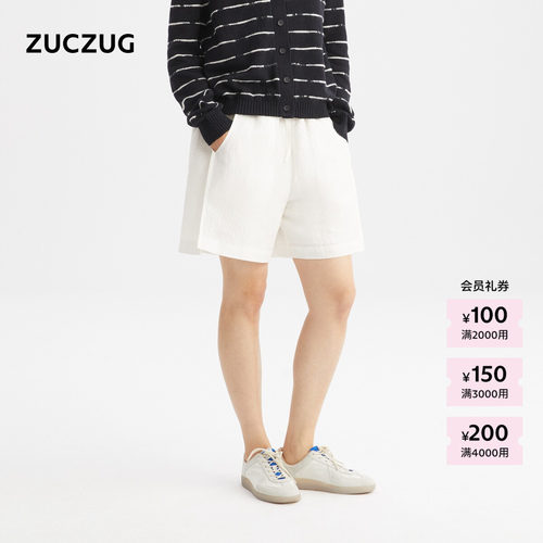 ZUCZUG丝麻泡泡纱短裤