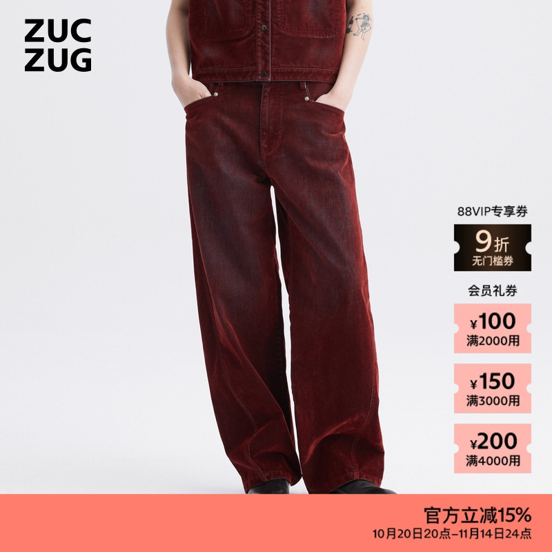 ZUCZUG素然植绒水洗牛仔长裤