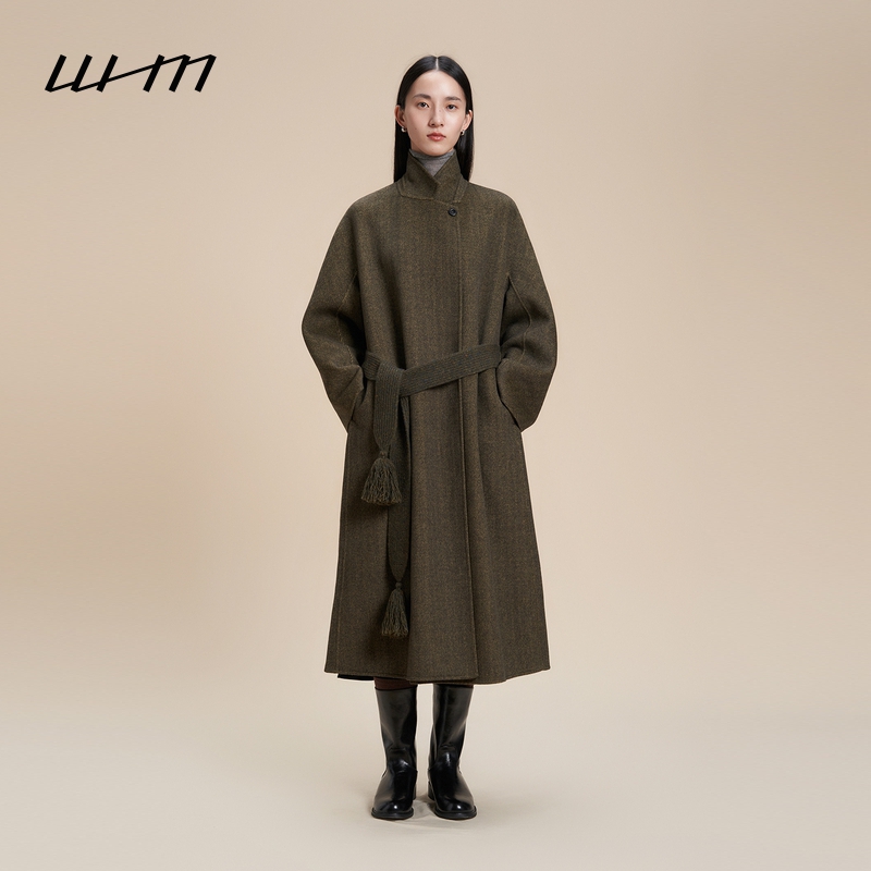 WHM斜纹羊毛双面呢连袖长大衣