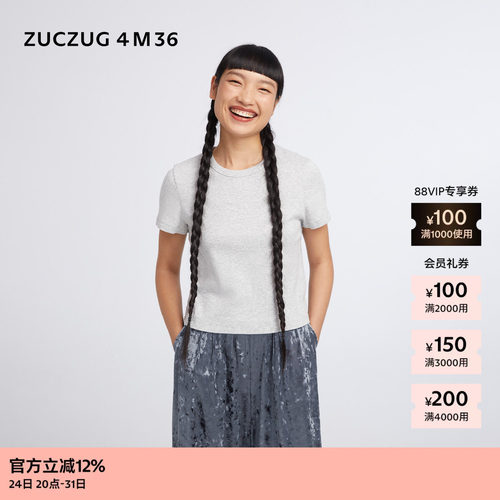 ZUCZUG4M36罗纹针织布小圆领T恤