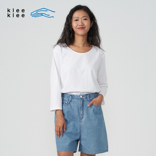 kleeklee轻薄针织布8分袖T恤