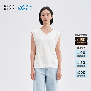 素然klee klee秋女士环保棉简约休闲竹节纱薄毛圈背心