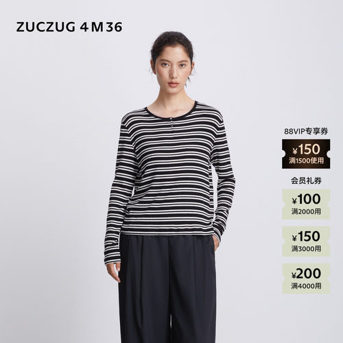 ZUCZUG4M36罗纹半开襟长袖T恤