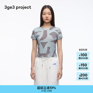 秋季 女士休閑寬松彈力印花針織布T恤 project 素然3ge3