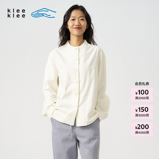 素然klee klee 春季女士经典休闲环保棉条绒白衬衫