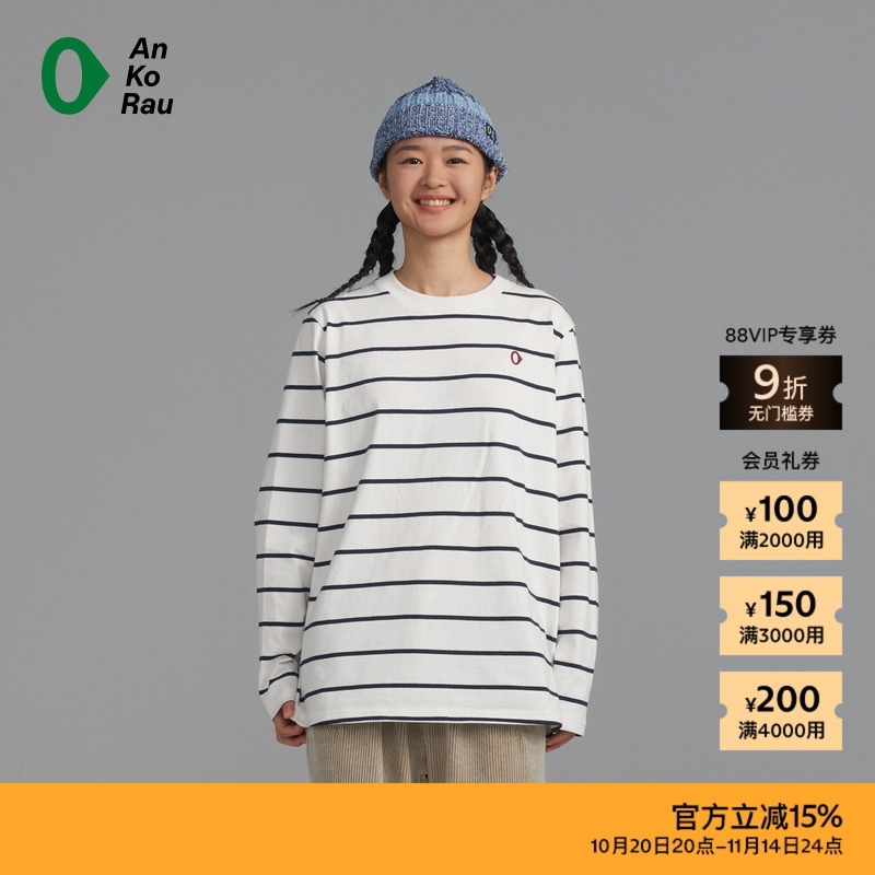 AnKoRau棉涤宽松长袖T恤
