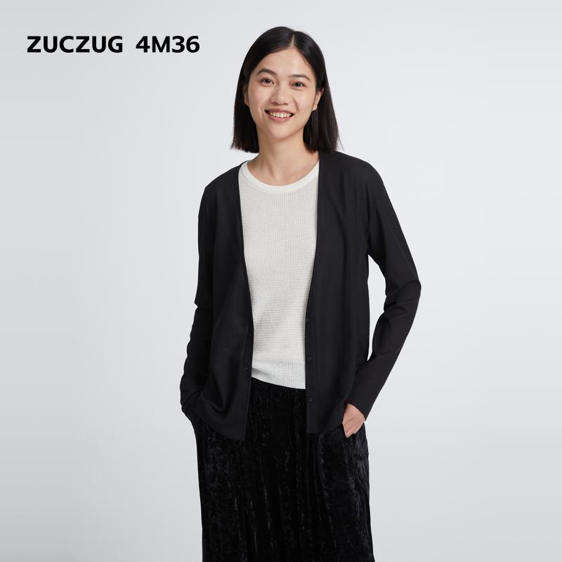 ZUCZUG4M36薄透华夫格V领开衫