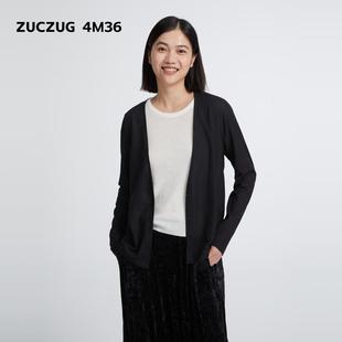 4M36 素然ZUCZUG 25秋女士羊毛混纺薄透华夫格V领开衫 新品