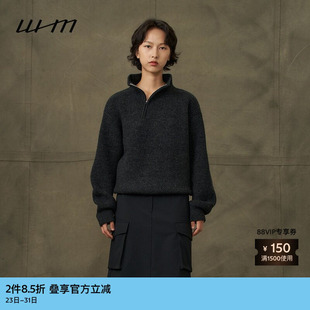 女士轻盈粗针拉链复古套头针织衫 素然WHM 冬季