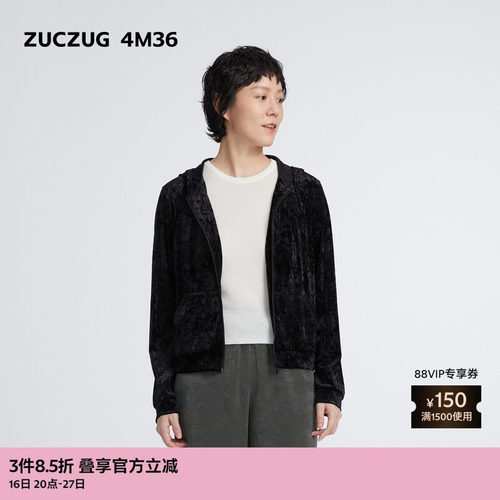 ZUCZUG4M36光泽丝绒拉链卫衣