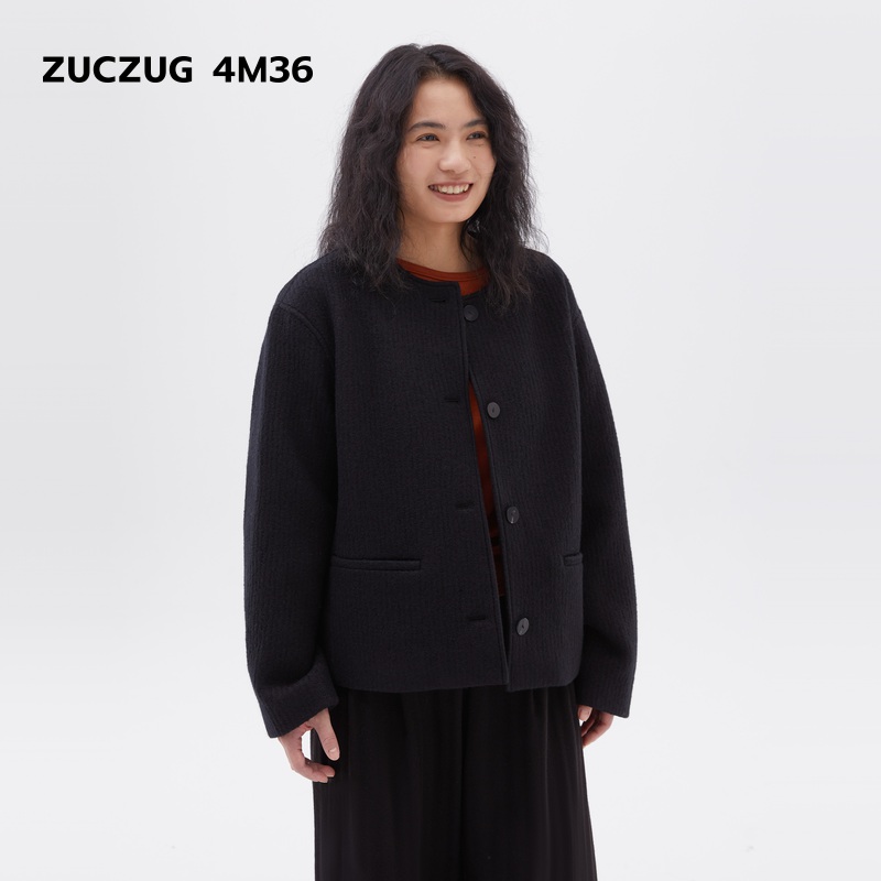 ZUCZUG4M36羊毛圆领短大衣