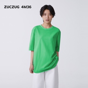 4M36春夏女士休闲多巴胺基础款 素然ZUCZUG 针织布圆领宽松T恤