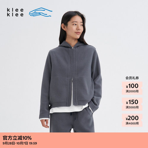 kleeklee羊毛绒感连帽开衫