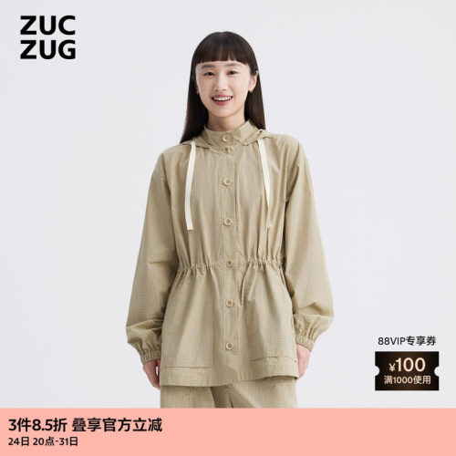 ZUCZUG素然色织格纹棉布短风衣