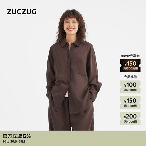 ZUCZUG女士进口薄透棉涤衬衫
