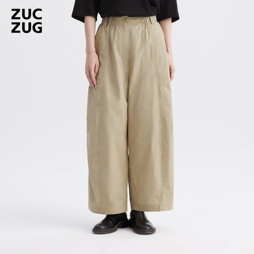 ZUCZUG素然色织格纹棉布九分裤