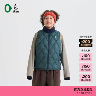 素然AnKoRau 安高若冬季女士经典休闲运动印花保暖马甲