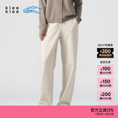 素然klee 女士淡人环保棉羊毛罗马布侧开衩休闲裤 klee 冬季