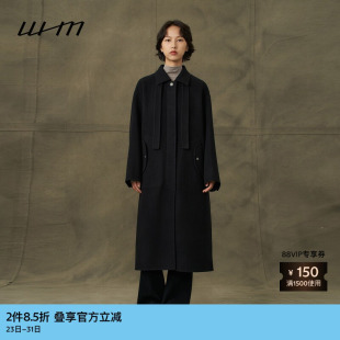 素然WHM 女士轻柔羊毛双面呢系带气质复古大衣 冬季