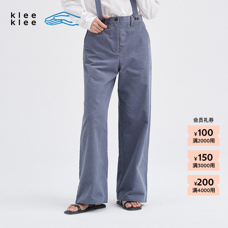 【新品】素然 klee klee 25冬女士环保棉复古灯芯绒可拆卸背带裤