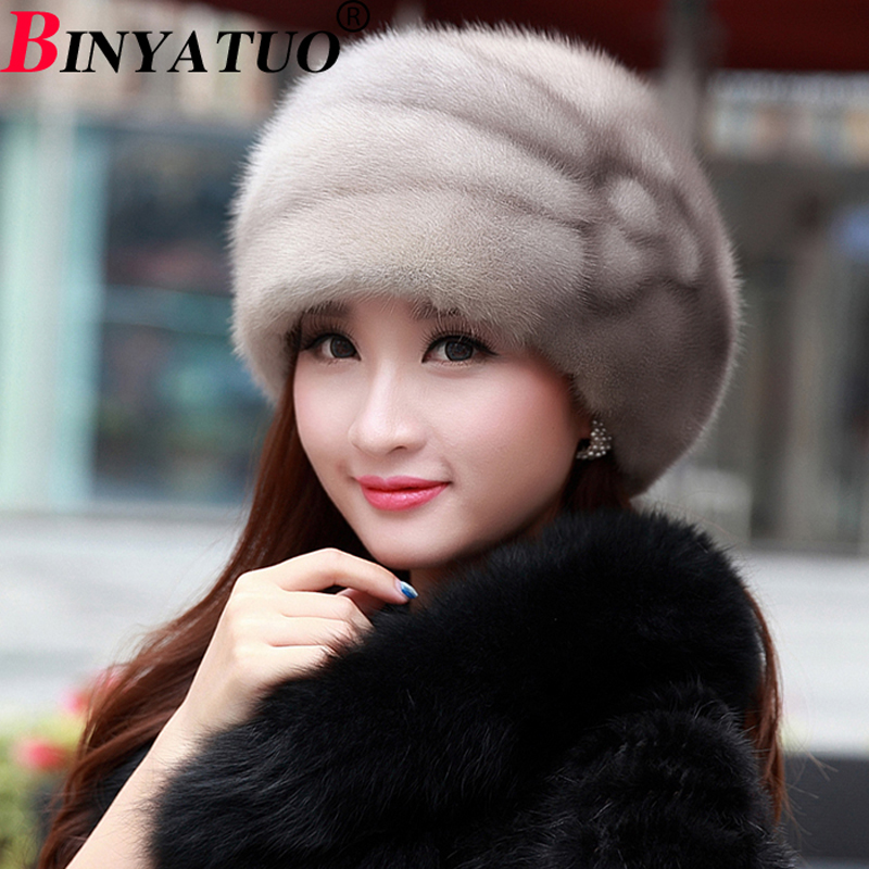 可护耳 新款秋冬季保暖水貂毛帽子女 整貂皮女士礼帽 皮草帽子