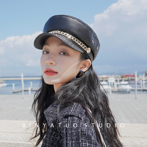 网红新款帽子女百搭英伦海jun帽