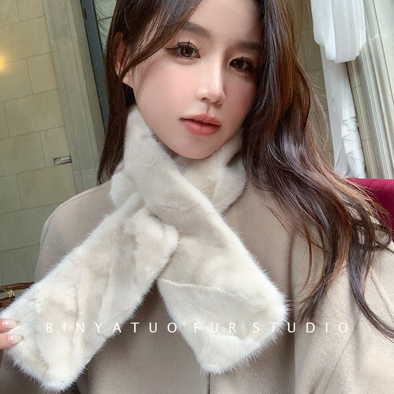 秋冬女水貂围巾双面真毛