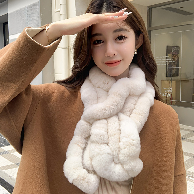 獭兔毛双面中长款围脖韩版女真毛气质毛领子冬天保暖真兔毛围巾