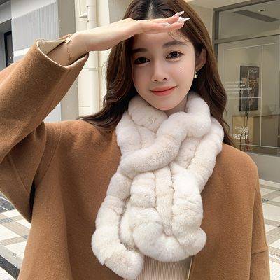 秋冬温暖百搭獭兔毛皮草围巾