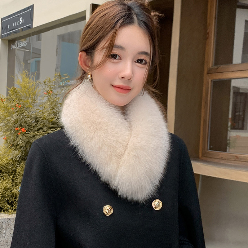 冬季保暖狐狸毛围巾 双面整皮真毛毛领女士短款真毛围脖毛领围巾