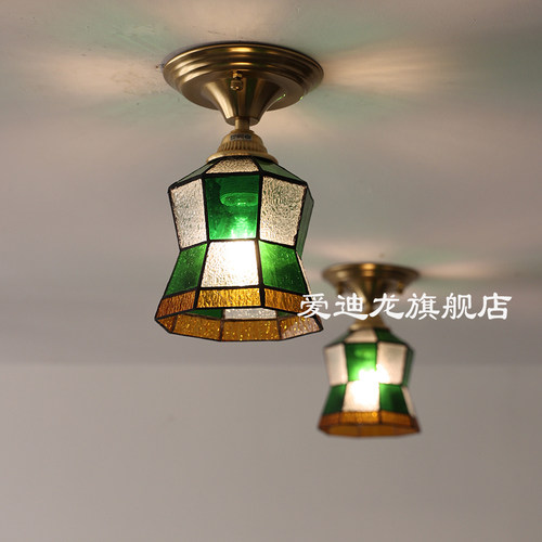 复古玻璃过道玄关走廊阳台吸顶灯