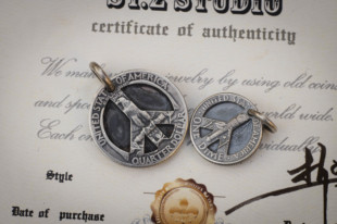 STZ工作室原创古董银币改造和平标项链吊坠手工银饰反战NLP01-03