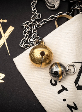 古董银币改造中号幸运铃铛金币间金St.Z Studio折子银饰RCBM01-05