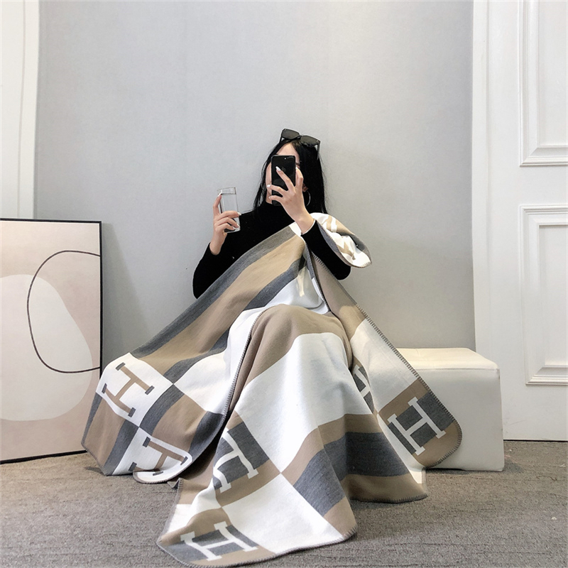 2024年H羊绒羊毛毯子学生办公室沙发午睡毯单人空调被毛巾被盖毯