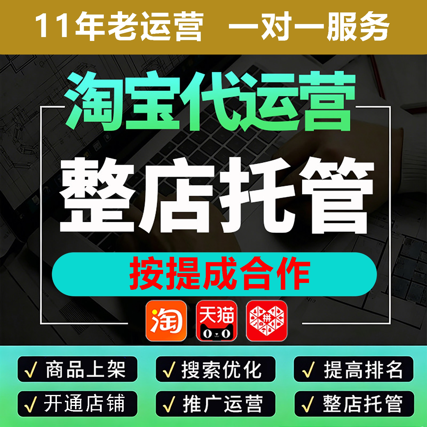 淘宝代运营店铺托管服务网店电商天猫直通车推广多多pdd个人整店