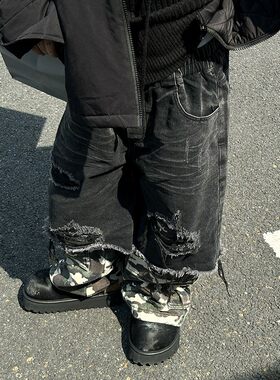 男孩迷彩牛仔裤春秋款