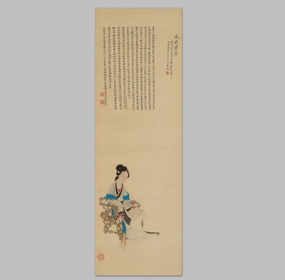 清 改琦溪亭独眺图绢本宣纸绢布名家字画心芯装饰高清微喷打印
