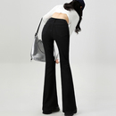 黑色微喇牛仔裤 子 女2025秋冬加绒胖妹妹mm高腰弹力显瘦梨型身材裤