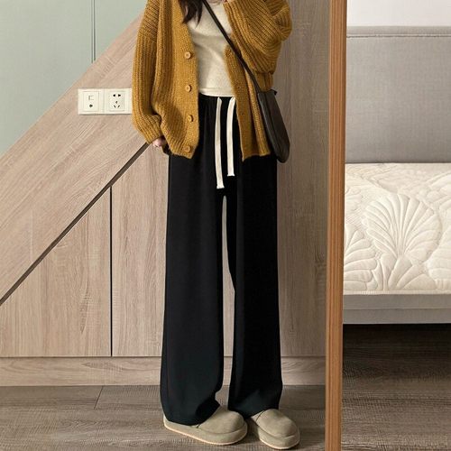 巨显瘦！黑色抽绳西装裤~