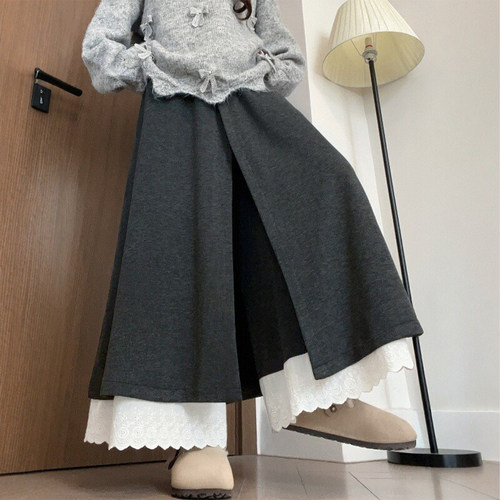 真的很好穿！深灰色拼接裙裤~