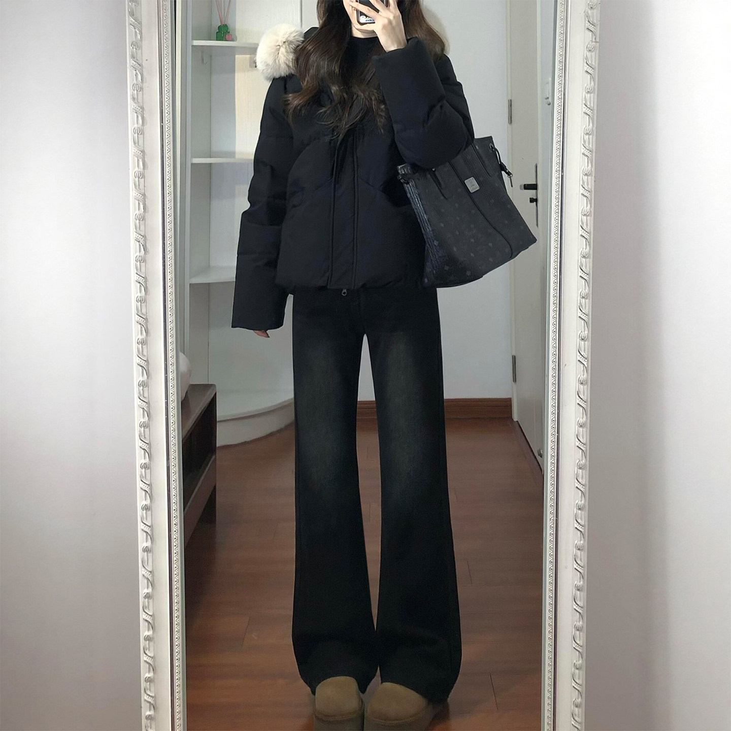 黑灰色微喇牛仔裤女冬季加绒加厚胖妹妹mm高腰宽松显瘦直筒喇叭裤,女装/女士精品,大码裤装,淘宝优惠券,粉丝福利购,淘宝优惠卷