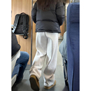 雪花灰运动休闲裤 潮 女秋冬加绒胖妹妹mm梨型身材宽松显瘦阔腿卫裤