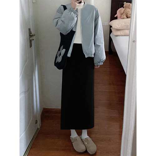 遮胯又显瘦！黑色a字半身裙~