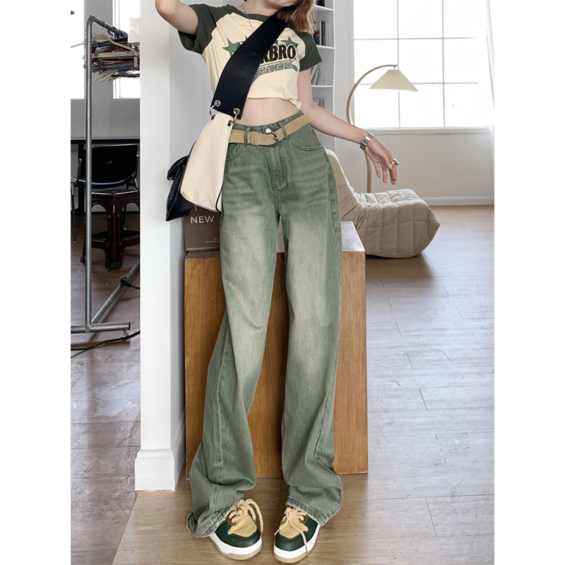 美式高街直筒牛仔裤女