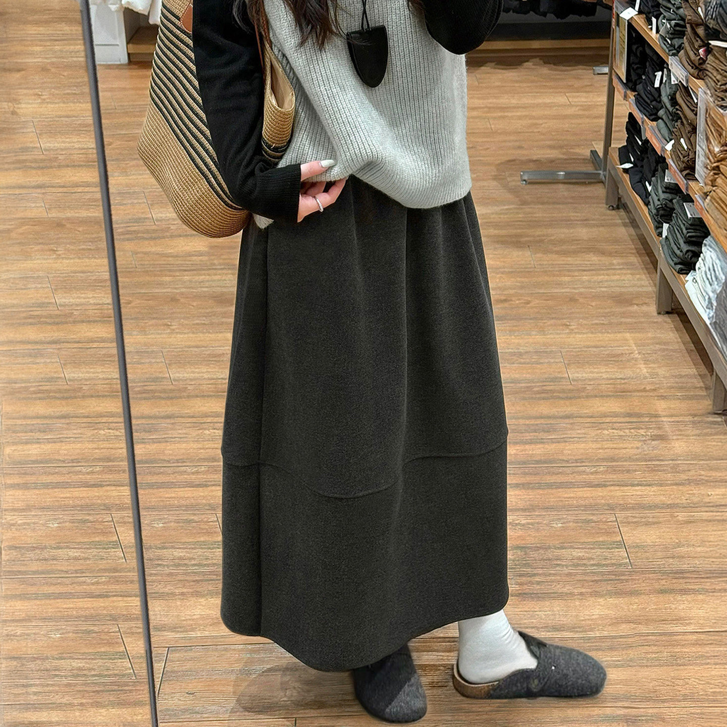 灰色毛呢半身裙女秋冬新款大码胖妹妹mm高腰遮胯中长款a字花苞裙,女装/女士精品,大码半身裙,淘宝优惠券,粉丝福利购,淘宝优惠卷