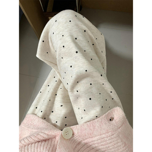 子 胖妹妹mm梨型身材高腰宽松显瘦阔腿休闲裤 波点糯米裤 女秋冬新款